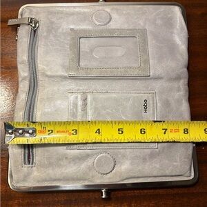 HOBO Light Gray Leather Women's Double Frame Wallet
